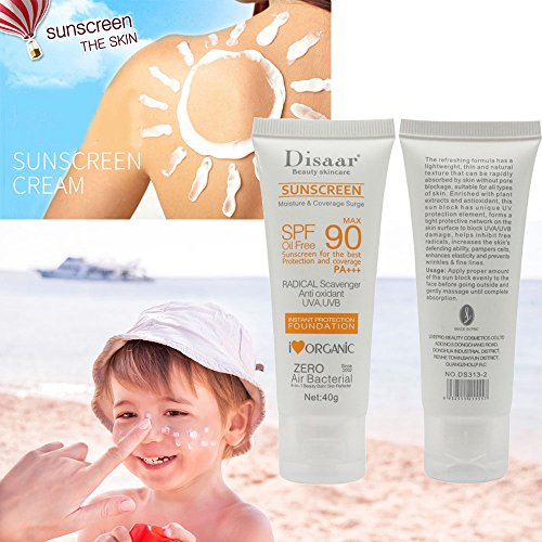 DISAAR BEAUTY SPF 90 Sunscreen Instant Protection UVA UVB Foundation PA+++ Oil Free Sunblock Cover Protect Perfectly Moisturizing Coverage Surge 40g