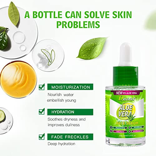 DISAAR BEAUTY Aloe Vera Essence Face Serum Soothing Anti-Acne Anti-Allergy Anti-Oxidation Minimize Pores 30ml/1.01fl.oz