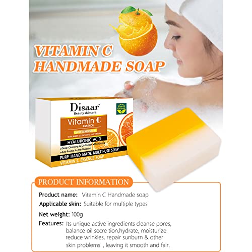 DISAAR Beauty Vitamin C Essence Soap Moisturizing Hyaluronic Acid Deep Cleansing Oil Control Anti-Freckle 100g/3.5fl.oz