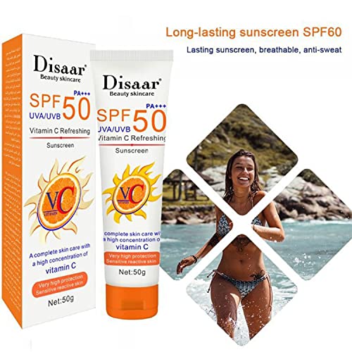 DISAAR BEAUTY Sunscreen SPF50 PA+++ UVA/UVB Vitamin C Refreshing Protection Sensitive Skin 50g/1.76oz