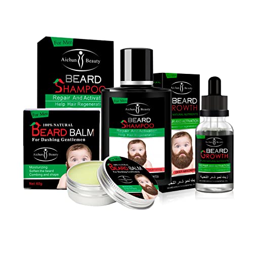 Men's Hair Beard Care 3in1 Set Oil Shampoo Wax Repair Mustache Fun Holiday Gift For Men 30ml + 100ml + 60g