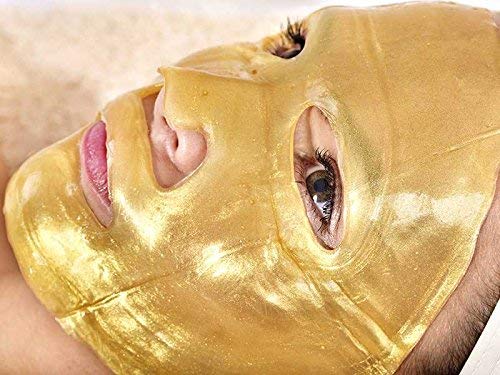 AICHUN BEAUTY 5PCS 24K Gold Gel Collagen Crystal Facial Masks Sheet Patch For Anti Aging, Puffiness, Anti Wrinkle, Moisturizing, Deep Tissue Rejuvenation and Hydrates Skin