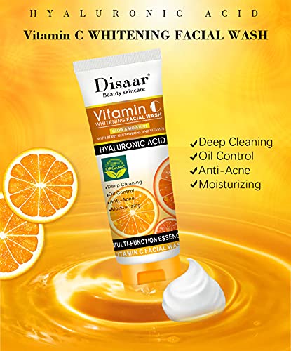 DISAAR Beauty Skincare Vitamin C Facial Wash Foam Hyaluronic Acid Berry Glutathione Moisturizing Cleaning Anti-Acne Oil Control Essence 100ml