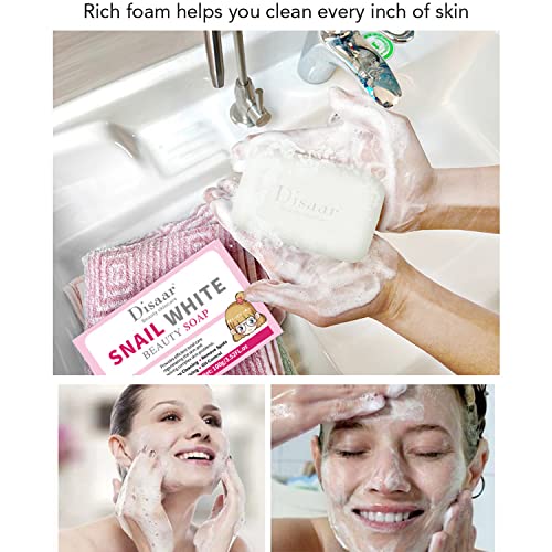 DISAAR Beauty Snail Soap Deep Cleaning Remove Spots Moisturizing Oil-Control Cleanses Pores Repair Skin 100g/3.52fl.oz
