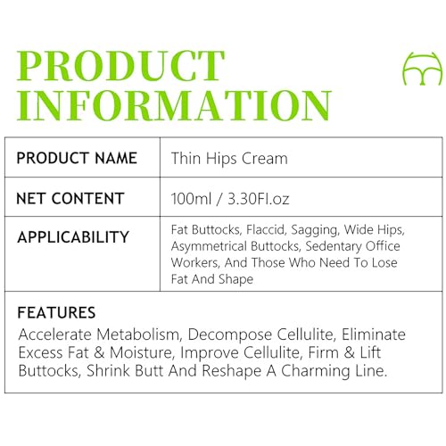 AICHUN BEAUTY Thin Hips Cream Eliminates Excess Fat Reduces Hip Circumference Firms Lifts Reshaping Butt Curves 100ml/3.3fl.oz
