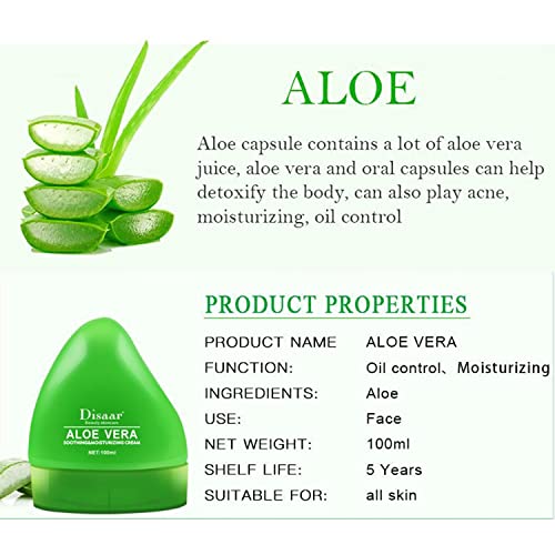 DISAAR Beauty 99% Aloe Vera Soothing Moisturizing Face Cream After Sun Repair Oil Control Acne 100ml/3.38fl.oz