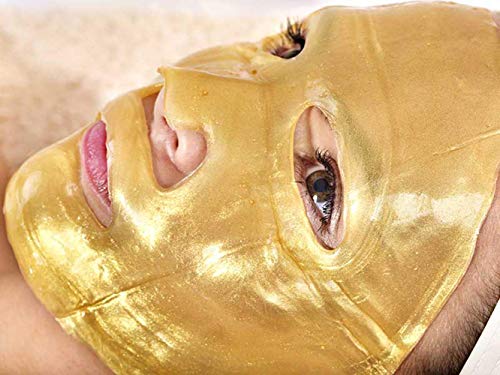 AICHUN BEAUTY 5PCS 24K Gold Gel Collagen Crystal Facial Masks Sheet Patch For Anti Aging Puffiness Anti Wrinkle Moisturizing Deep Tissue Rejuvenation and Hydrates Skin