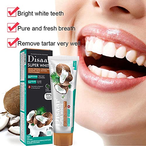 DISAAR BEAUTY Super Whitening Coconut Papaya Menthol Toothpaste Strengthens Sensitive Teeth Tooth Enamel Fast Teeth Cleaning 100g/3.53oz