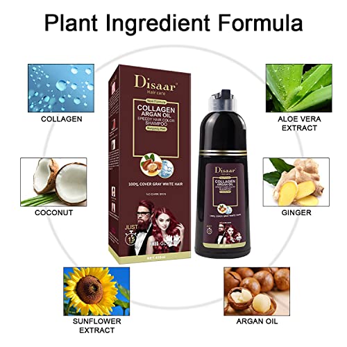DISAAR Beauty Speedy Hair Color Shampoo 100% Cover Gray White Hair Easy To Use Long Lasting 400ml/13.53fl.oz