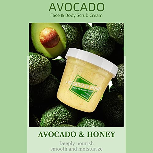 DISAAR BEAUTY Avocado Honey Face Body Neck Scrub Cream Purifying Moisturizing Nourishing Skin 300ml/10.58fl.oz
