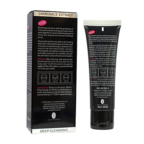 AICHUN BEAUTY Blackhead Facial Mask, Peel Off Mask,Blackhead Remover Black Mask Deep Clean Mask, Bamboo Charcoal Deep Cleansing Blackhead Remover Purifying Peel Face Mask 50g