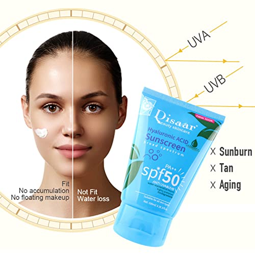 DISAAR BEAUTY Hyaluronic Acid Sunscreen SPF50 PA++ Anti UVA/UVB Water Resistant 16 hours Highly Protection 100ml/3.38fl.oz