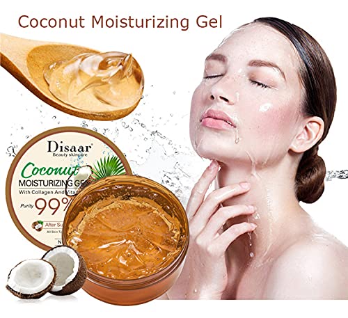 DISAAR Beauty Skincare 99% Coconut Moisturizing Gel Collagen And Vitamins After Sun Repair Prevents Acne Scars 300ml
