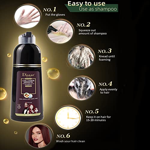 DISAAR Beauty Speedy Hair Color Shampoo 100% Cover Gray White Hair Easy To Use Long Lasting 400ml/13.53fl.oz
