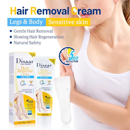 DISAAR BEAUTY Hair Removal Cream Legs Body 5 min Fast-Action Armpits Breasts Arms Bikini Area Vegan All Type Of Skin 100g / 3.38fl.oz