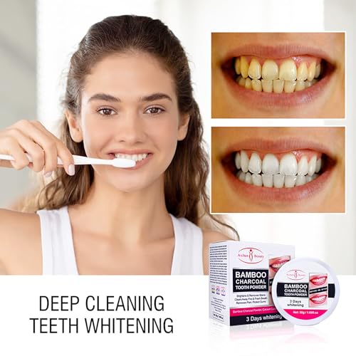AICHUN BEAUTY Bamboo Charcoal Tooth Powder 3 Days Whitening Fresh Breath Mint Extract Removes Stains 50g/1.69fl.oz