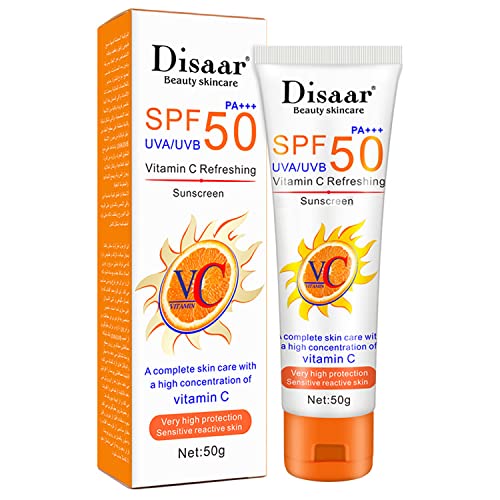 DISAAR BEAUTY Sunscreen SPF50 PA+++ UVA/UVB Vitamin C Refreshing Protection Sensitive Skin 50g/1.76oz