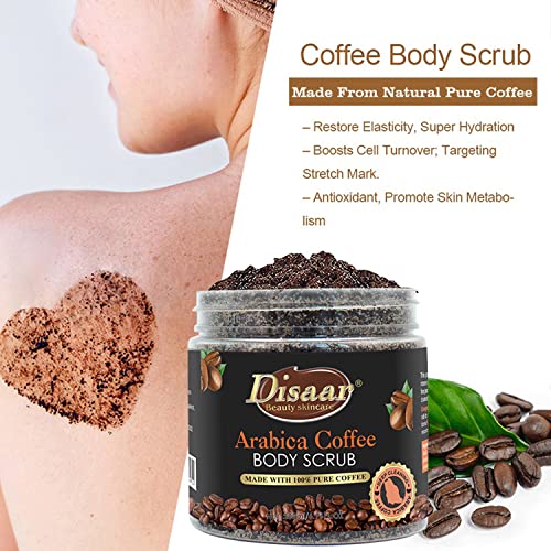 DISAAR BEAUTY Arabica Coffee Body Scrub Remove Dirt Aging Cuticles Reduce Cellulite Refine Pores Nourish Moisturize Skin 200ml/6.76fl.oz