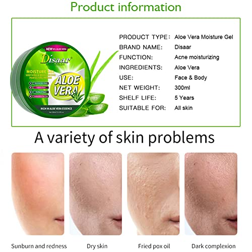 DISAAR Beauty 92% Aloe Vera Moisturizing Gel Soothing Primer Repair Acne Spots Prevents Rough Skin 300ml/10.43fl.oz