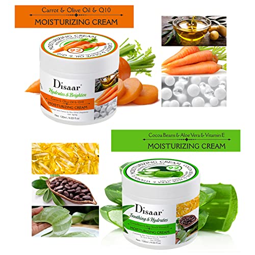DISAAR Beauty Moisturizing Cream 92% Aloe Vera Cocoa Beans Vitamin E Hydrates Body Skin After Shower Anti-Wrinkle 120ml/4.03fl.oz