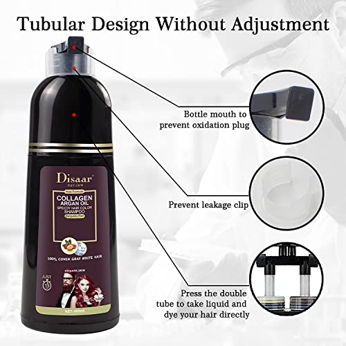 DISAAR Beauty Speedy Hair Color Shampoo 100% Cover Gray White Hair Easy To Use Long Lasting 400ml/13.53fl.oz