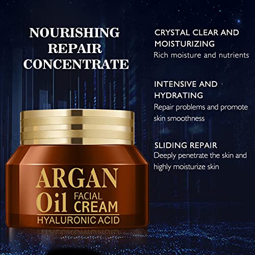 DISAAR BEAUTY Argan Oil Facial Cream Hyaluronic Acid Deep Moisturizing Anti-Wrinkle Anti-Aging Repair Skin 50ml/1.76fl.oz