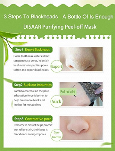Disaar Blackhead Remover, Bamboo charcoal Black Purifying Peel-Off Face Mask, Deep cleansing for Face Nose 50ml