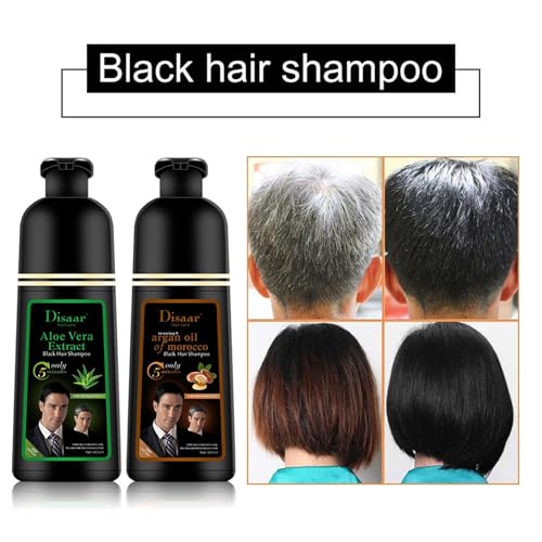 DISAAR BEAUTY Dye Black Hair Shampoo 5 Minutes Only Dying White Grey Yellow Damaged Hair Lasts Up To 4 Weeks Hair Care 400ml / 13.52fl.oz