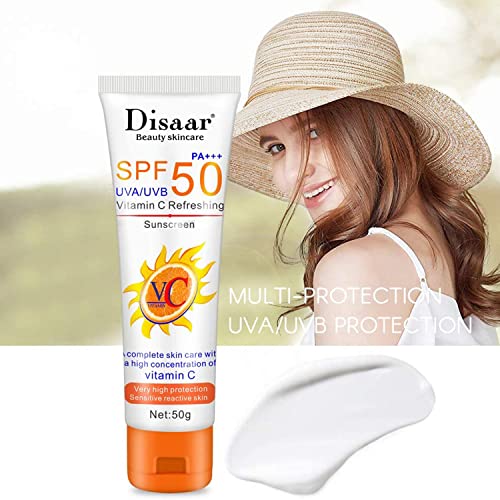 DISAAR BEAUTY Sunscreen SPF50 PA+++ UVA/UVB Vitamin C Refreshing Protection Sensitive Skin 50g/1.76oz