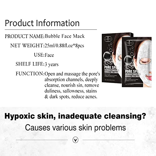 AICHUN BEAUTY Pore Spa Bamboo Charcoal Bubble Face Mask Deep Cleaning Foam Oil Control Exfoliation Anti Acne Facial Skincare 25ml / 0.88fl.oz (8 PACK)