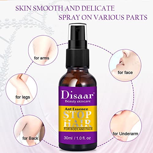 DISAAR BEAUTY Essence Hair Inhibitor Stop Hair Growth Body Face Hand Foot Underarm Moisturizing Anti-Oxidant 30ml/1fl.oz