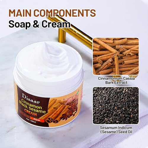 DISAAR Beauty Moisturizing Cream Cinnamon Black Sesame Restore Skin Vitality Smooth Minimize Pores Repair Anti-Wrinkle 120ml / 4.05fl.oz