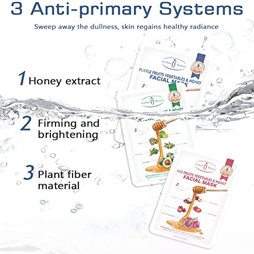 AICHUN BEAUTY Fruits Vegetables Honey Facial Mask Repair Firming Face Skin Anti-Wrinkles Moisturizing 25ml/0.88fl.oz x 10pcs