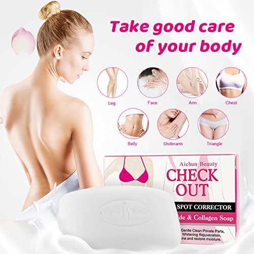 AICHUN BEAUTY Imported Product Face Body External Uses Niacinamide Collagen Soap Clean Private Parts Remove Odor Dullness Restore Moisture Underarm Knees Triangle Area 40g/1.41oz