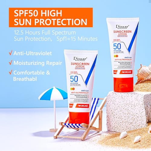 DISAAR BEAUTY Sunscreen Lotion SPF 50 PA+++ Advanced UV Protection UVA/UVB Moisturizing Repair 50ml / 1.69fl.oz