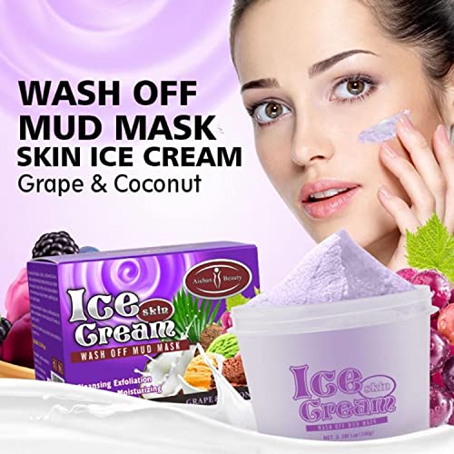 AICHUN BEAUTY Ice Cream Facial Wash Off Mud Mask Oil-Control Deep Cleaning Moisturizing Exfoliation Blackhead Skin Care 100g 3.38FL. OZ