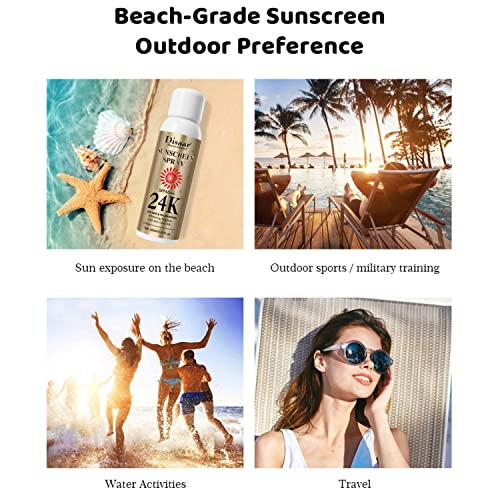 DISAAR BEAUTY Sunscreen Spray SPF60 24K Gold Nicotinamide Sunblock Spray Face Sun Protect Anti-Aging Facial Body Care 160ml 5.41fl.oz