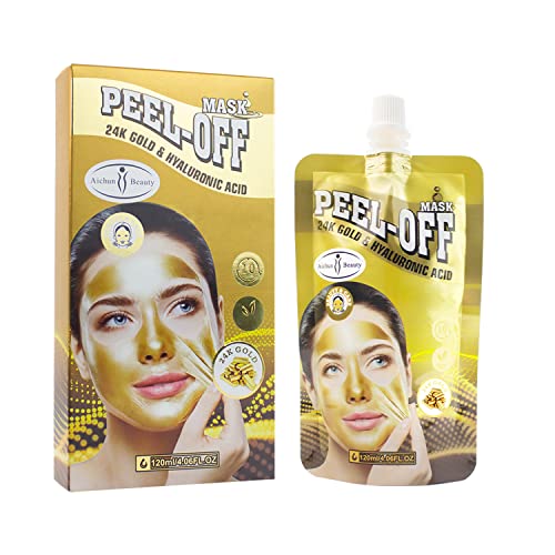 AICHUN BEAUTY Peel-Off Mask 24K Gold Hyaluronic Acid Anti-Wrinkles Anti-Aging Keeps PH Balanced 120ml/4.06FL.OZ