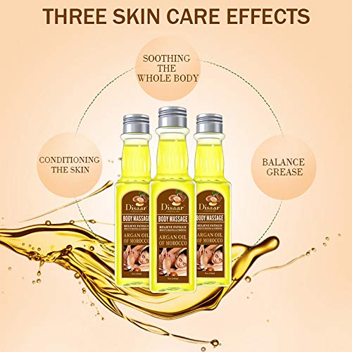 DISAAR BEAUTY Face Body Massage Nourishing Pure Organic Morocco Argan Tree Vitamin E Lavender Jojoba Almond Oil Moisturizing Firming Relieve Fatigue 240ml