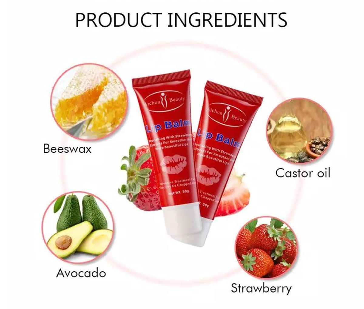 AICHUN BEAUTY Moisturizing Lip Balm Strawberry Smoother Dry Chapped Lips 50g/1.76oz