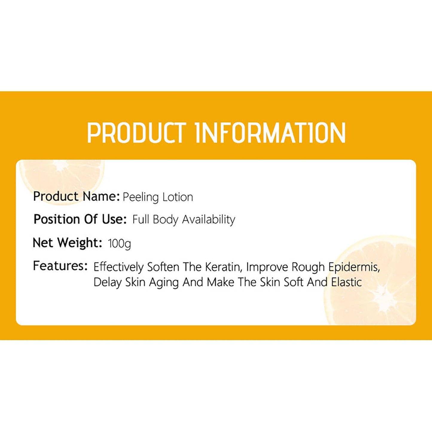 DISAAR BEAUTY Vitamin C Peeling Lotion Orange Extract Nourish Repair Hydrate Moisturizing Body Skin 100g / 3.38fl.oz