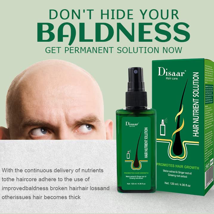 DISAAR Beauty Ginger Hair Grown Oil Spray Solution Natural Nourishing Repair Follicle Roots Melon Extract Ginseng Root Extract 120ml / 4.06fl.oz