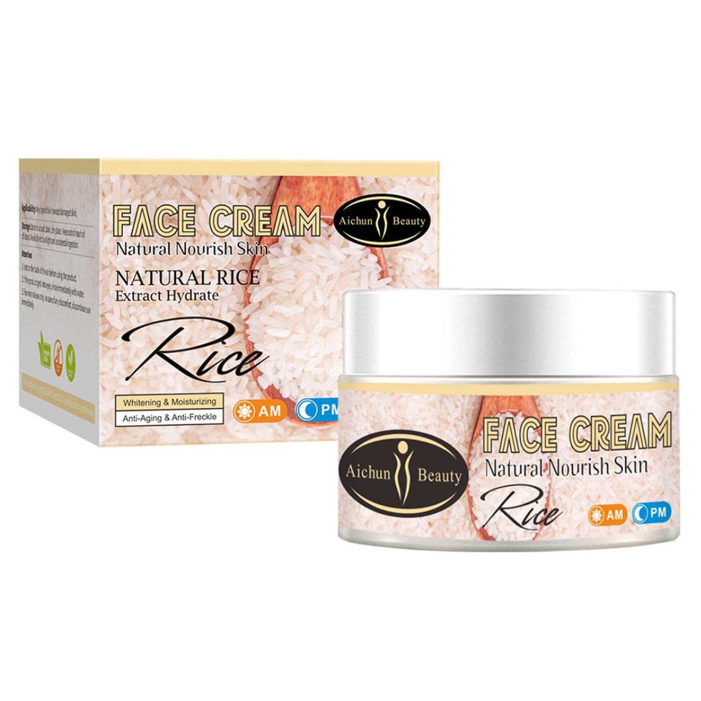 AICHUN BEAUTY Face Cream Natural Rice Moisturizing Anti-Aging Anti-Freckle Repair Damaged Skin Restores Hydration Facial Skin 50ml/1.69fl.oz