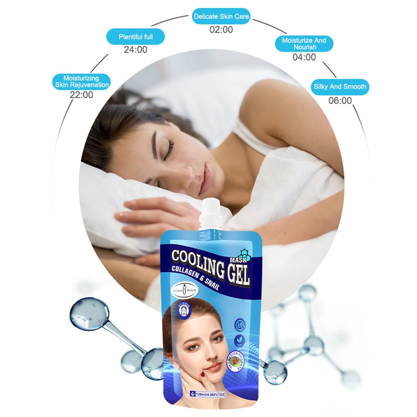AICHUN BEAUTY Colling Gel Facial Mask Collagen Snail Moisturizing Anti-Acne Anti-Wrinkles 120ml/4.06fl.oz