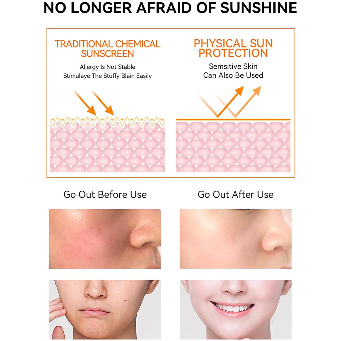 DISAAR BEAUTY Vitamin C Serum Sunscreen SPF 50 PA+++ Moisturizing Rejuvenate Skin Protection UVA/UVB Hydrating 80ml / 2.71fl.oz