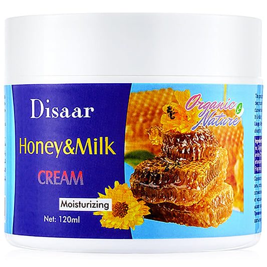 DISAAR Beauty Moisturizing Cream Natural Honey Milk Anti-Acne Reduce Wrinkles Minimize Pores Repair Face Body Skin 120ml / 4.05fl.oz