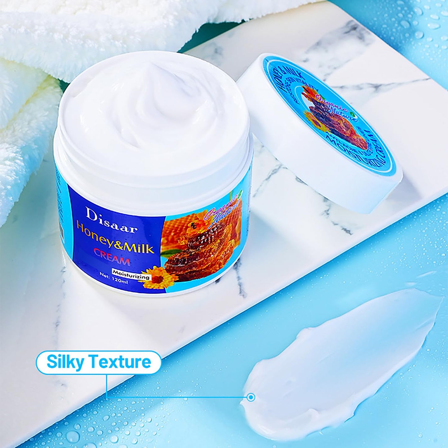 DISAAR Beauty Moisturizing Cream Natural Honey Milk Anti-Acne Reduce Wrinkles Minimize Pores Repair Face Body Skin 120ml / 4.05fl.oz