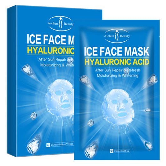 AICHUN BEAUTY Ice Face Mask Hyaluronic Acid After Sun Repair Refresh Moisturizing Relieves Pain Acne Scars Facial Skin Care 25ml / 0.88fl.oz (10 Pack)