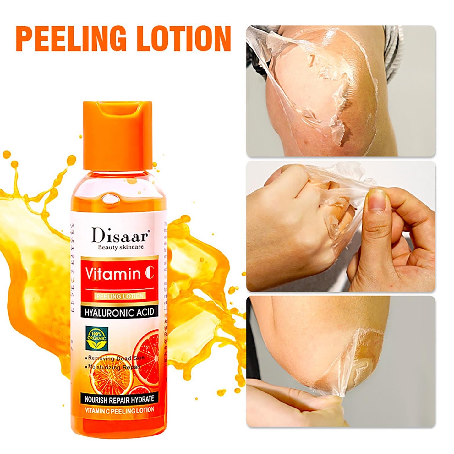 DISAAR BEAUTY Vitamin C Peeling Lotion Orange Extract Nourish Repair Hydrate Moisturizing Body Skin 100g / 3.38fl.oz