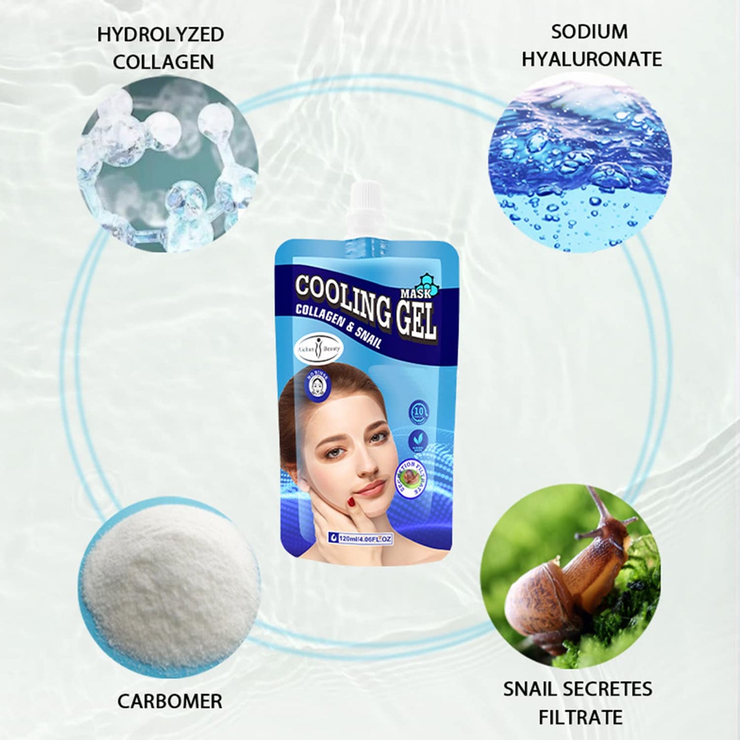 AICHUN BEAUTY Colling Gel Facial Mask Collagen Snail Moisturizing Anti-Acne Anti-Wrinkles 120ml/4.06fl.oz